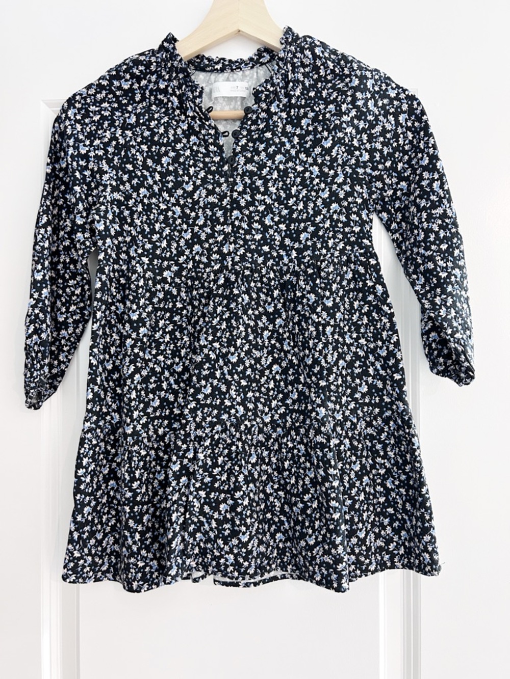 ZARA Kids Ditsy Floral Tiered Long Sleeve Dress - Size 7